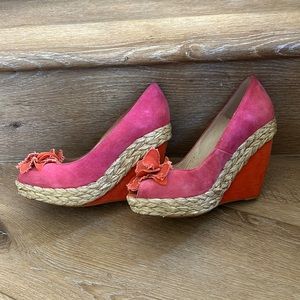Pianurastudio wedge heel 38 pink & orange suede
